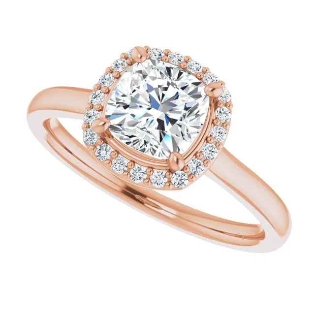 Cushion Cut Diamond Halo Engagement Ring