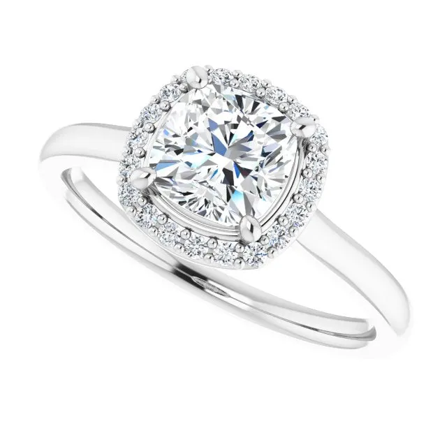 Cushion Cut Diamond Halo Engagement Ring