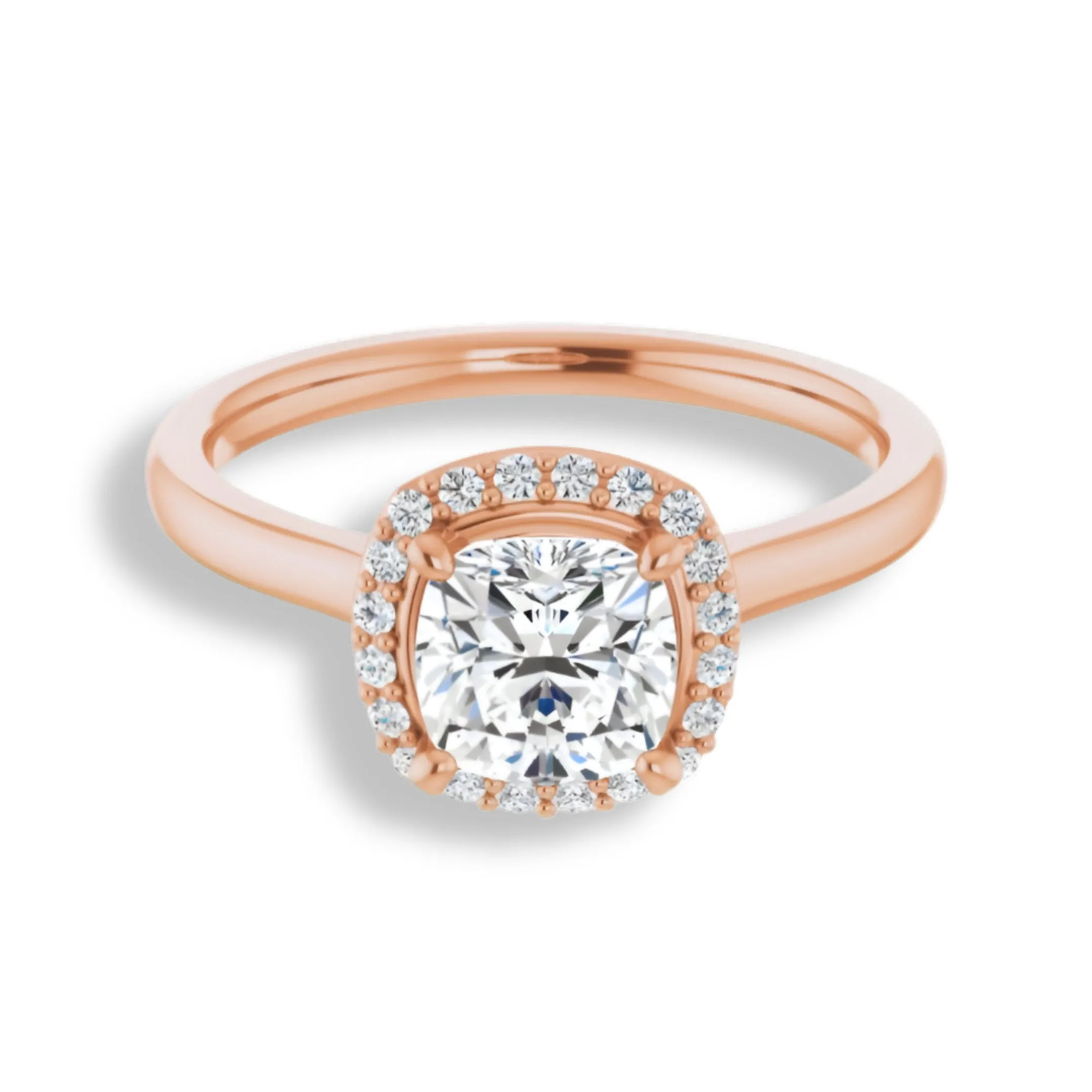 Cushion Cut Diamond Halo Engagement Ring