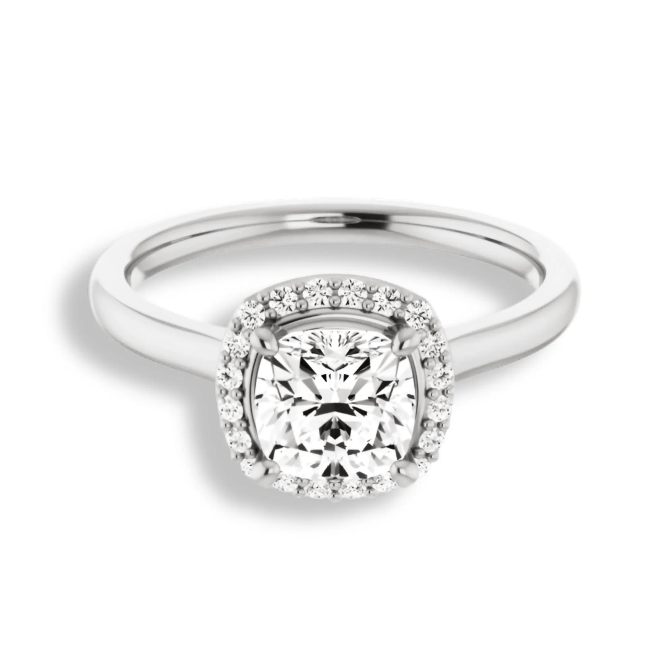 Cushion Cut Diamond Halo Engagement Ring
