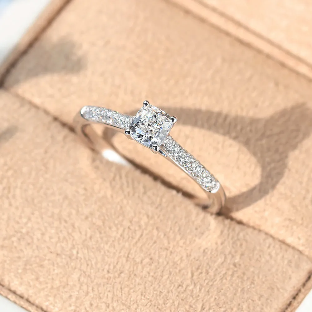 Cushion Cut GIA Diamond Engagement Ring