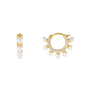 CZ Pearl Hoop Earring