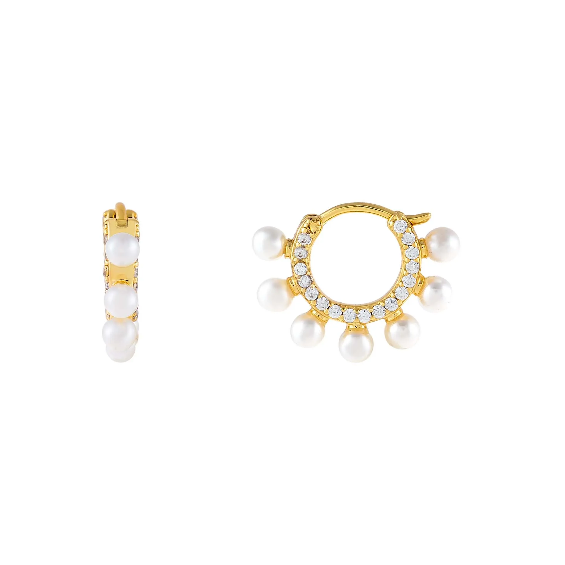 CZ Pearl Hoop Earring