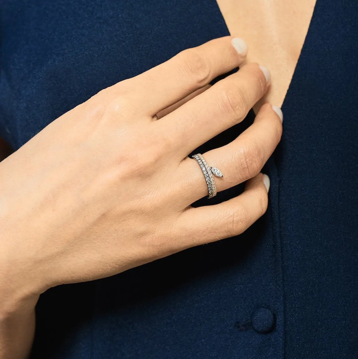 Defne Pavé Ring | Diamond Marquise