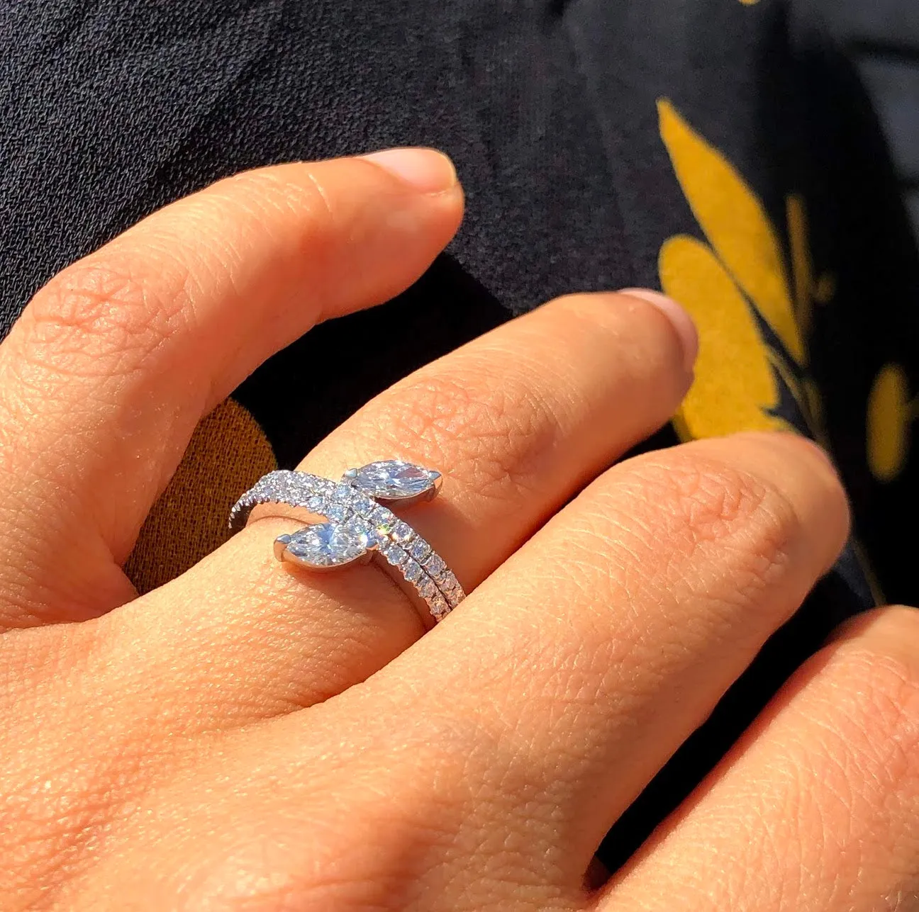 Defne Pavé Ring | Diamond Marquise