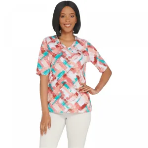Denim & Co. Women's Perfect Jersey Brush Stroke Print T-Shirt