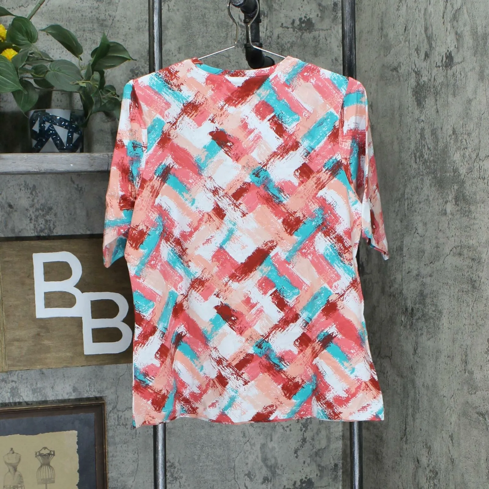 Denim & Co. Women's Perfect Jersey Brush Stroke Print T-Shirt