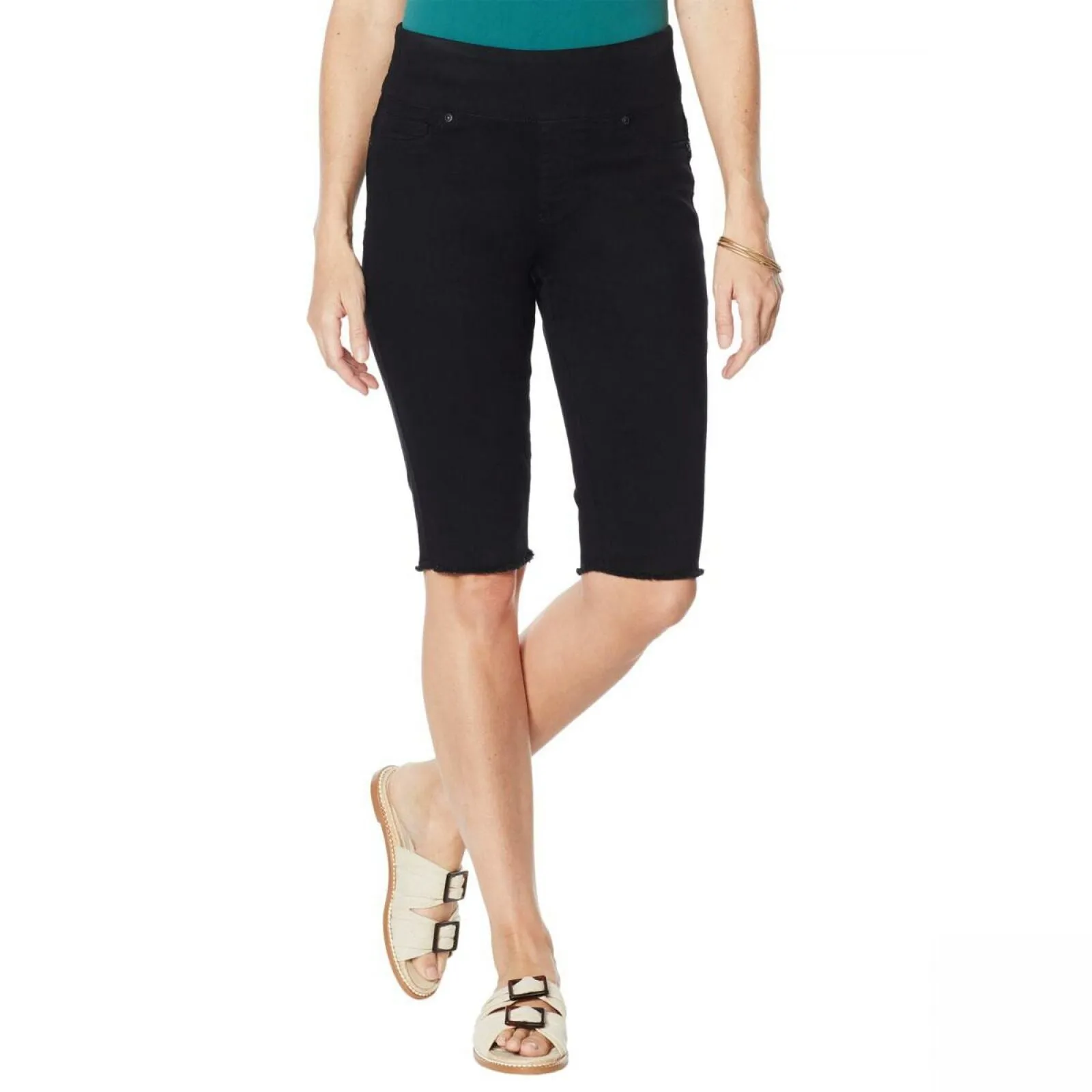 DG2 by Diane Gilman Pull On Bermuda Shorts Black Petite Medium