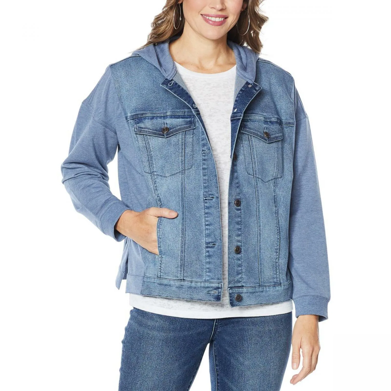 DG2 by Diane Gilman Women's Plus Size Classic Stretch French Terry Jacket