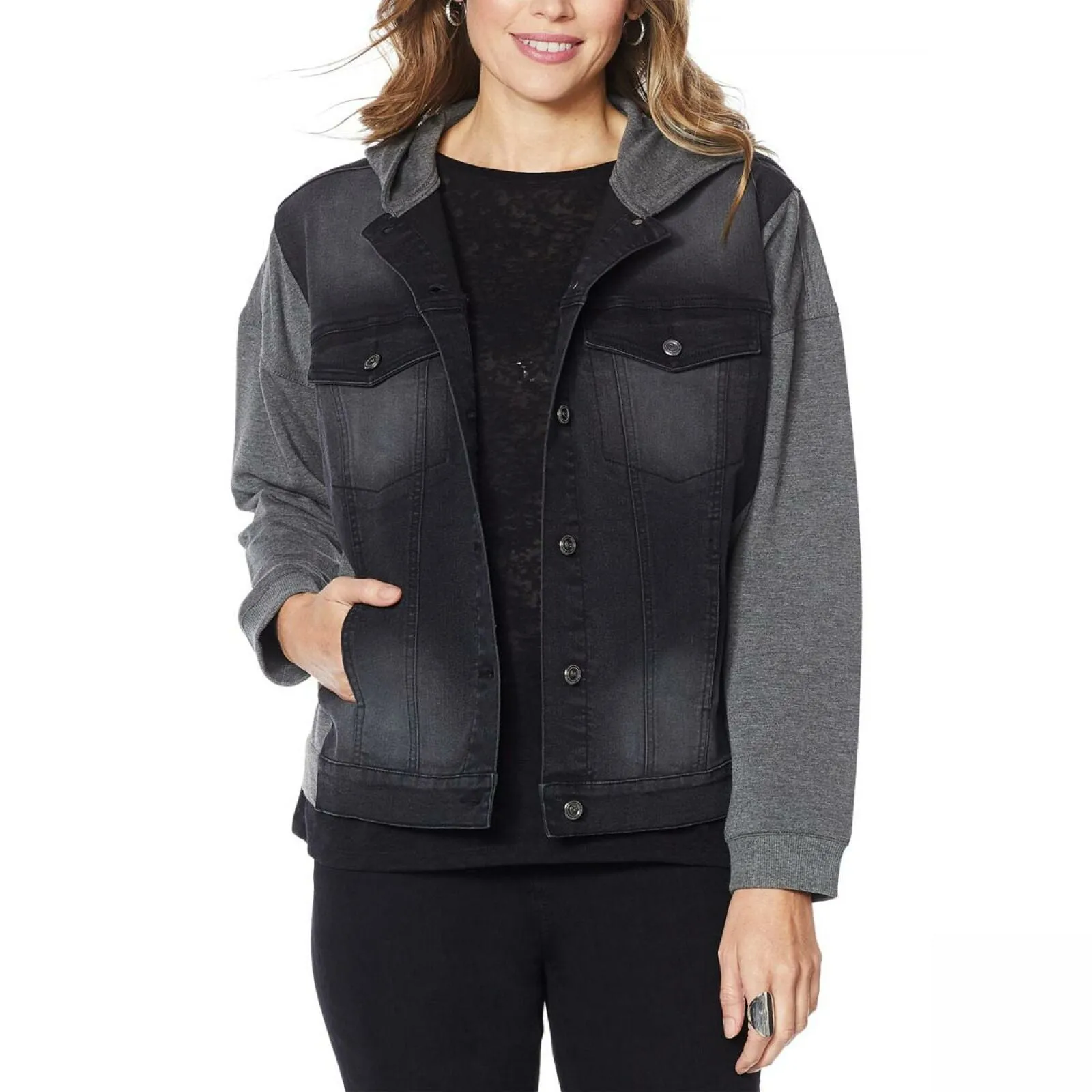 DG2 by Diane Gilman Women's Plus Size Classic Stretch French Terry Jacket