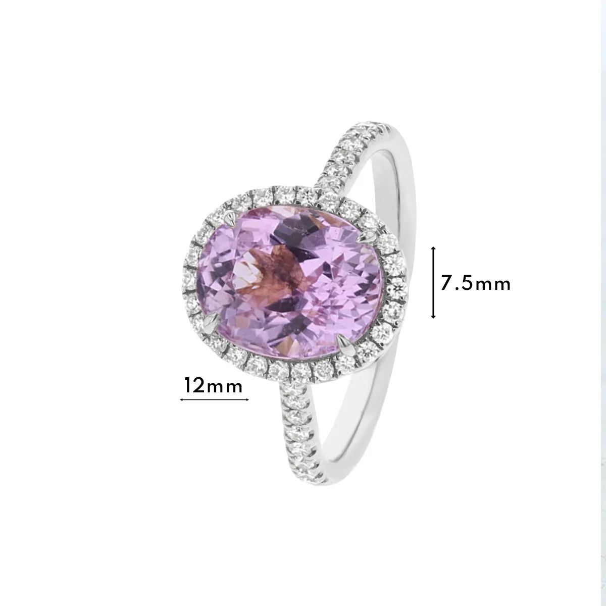 Diamond & Kunzite Oval Shaped Ring