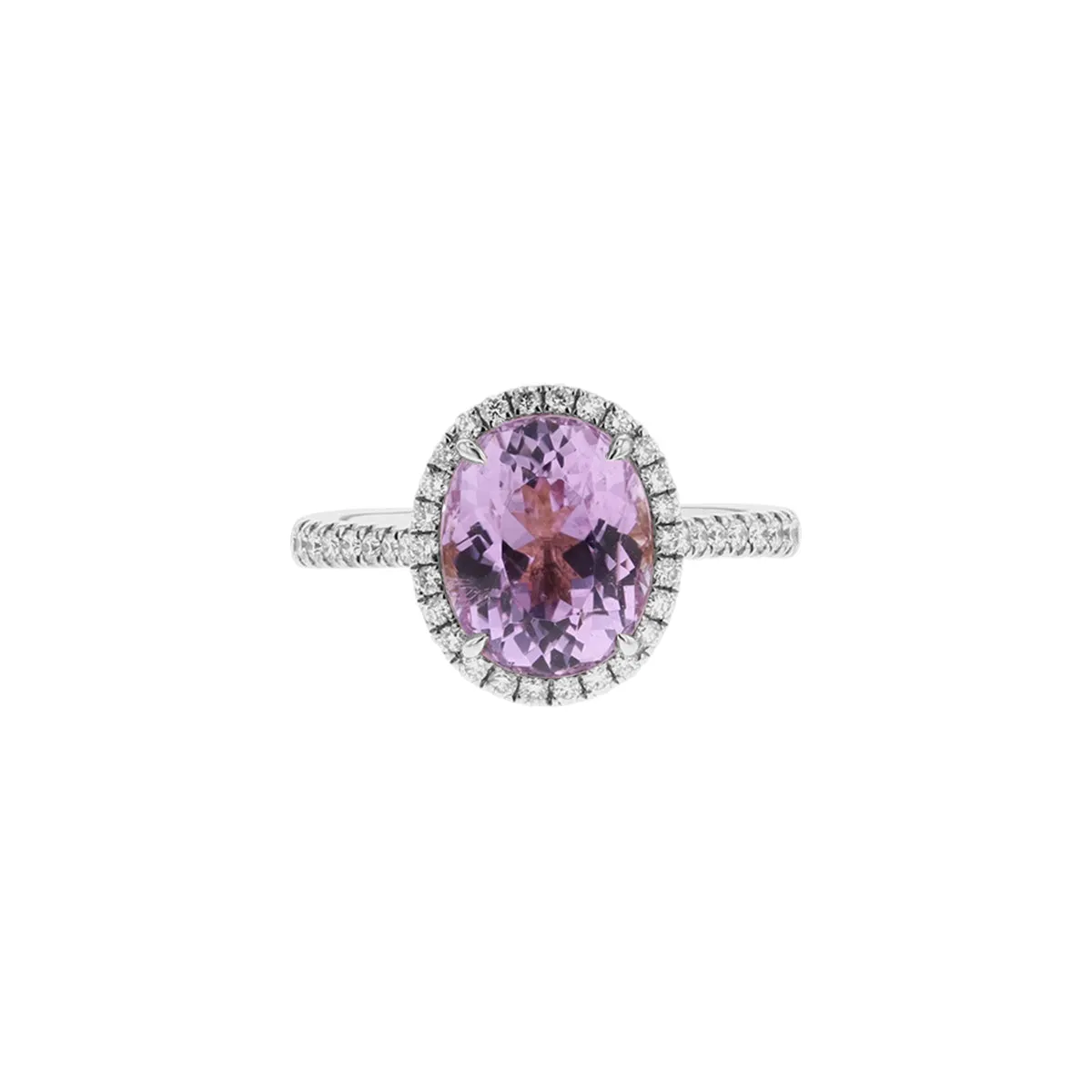 Diamond & Kunzite Oval Shaped Ring