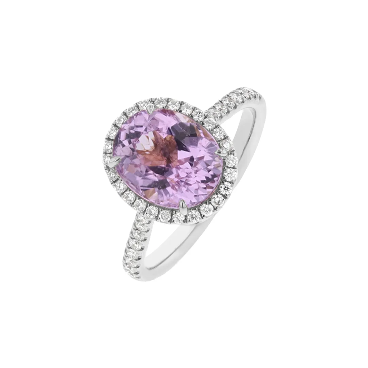 Diamond & Kunzite Oval Shaped Ring