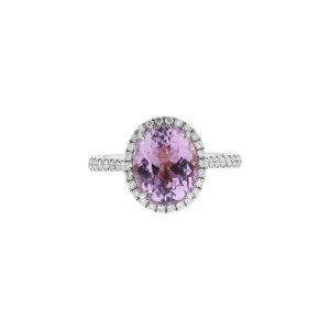 Diamond & Kunzite Oval Shaped Ring