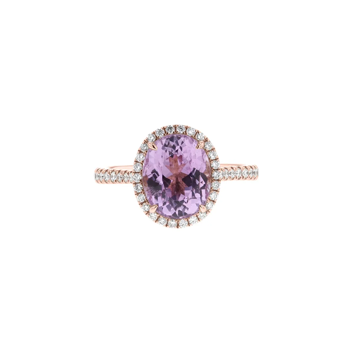 Diamond & Kunzite Oval Shaped Ring