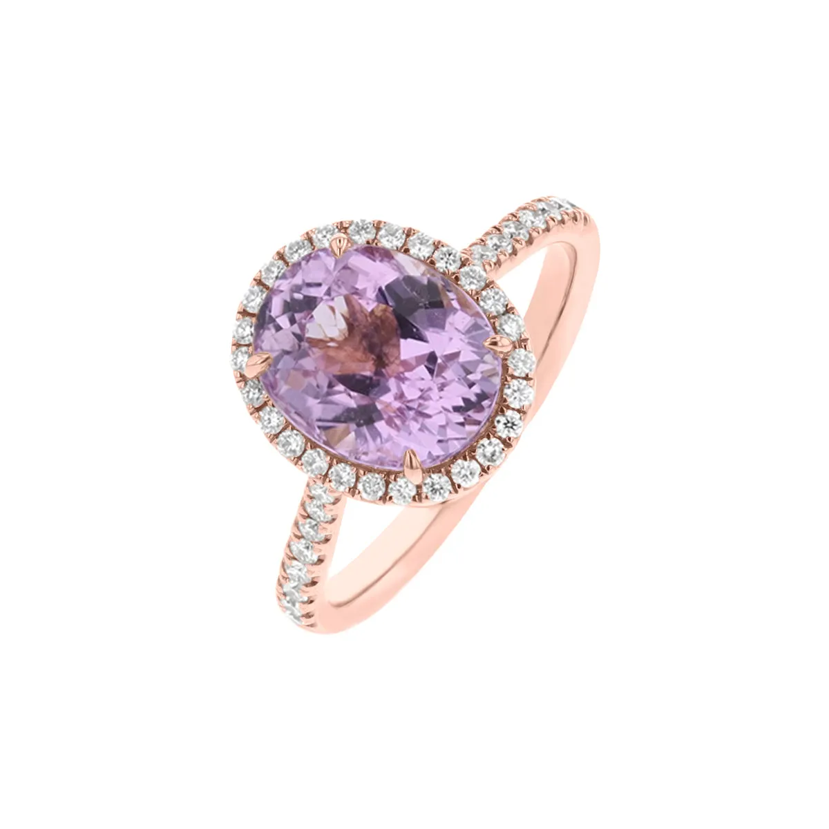 Diamond & Kunzite Oval Shaped Ring