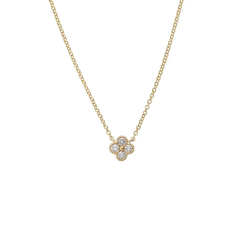 Diamond Four Leaf Clover Necklace 14K