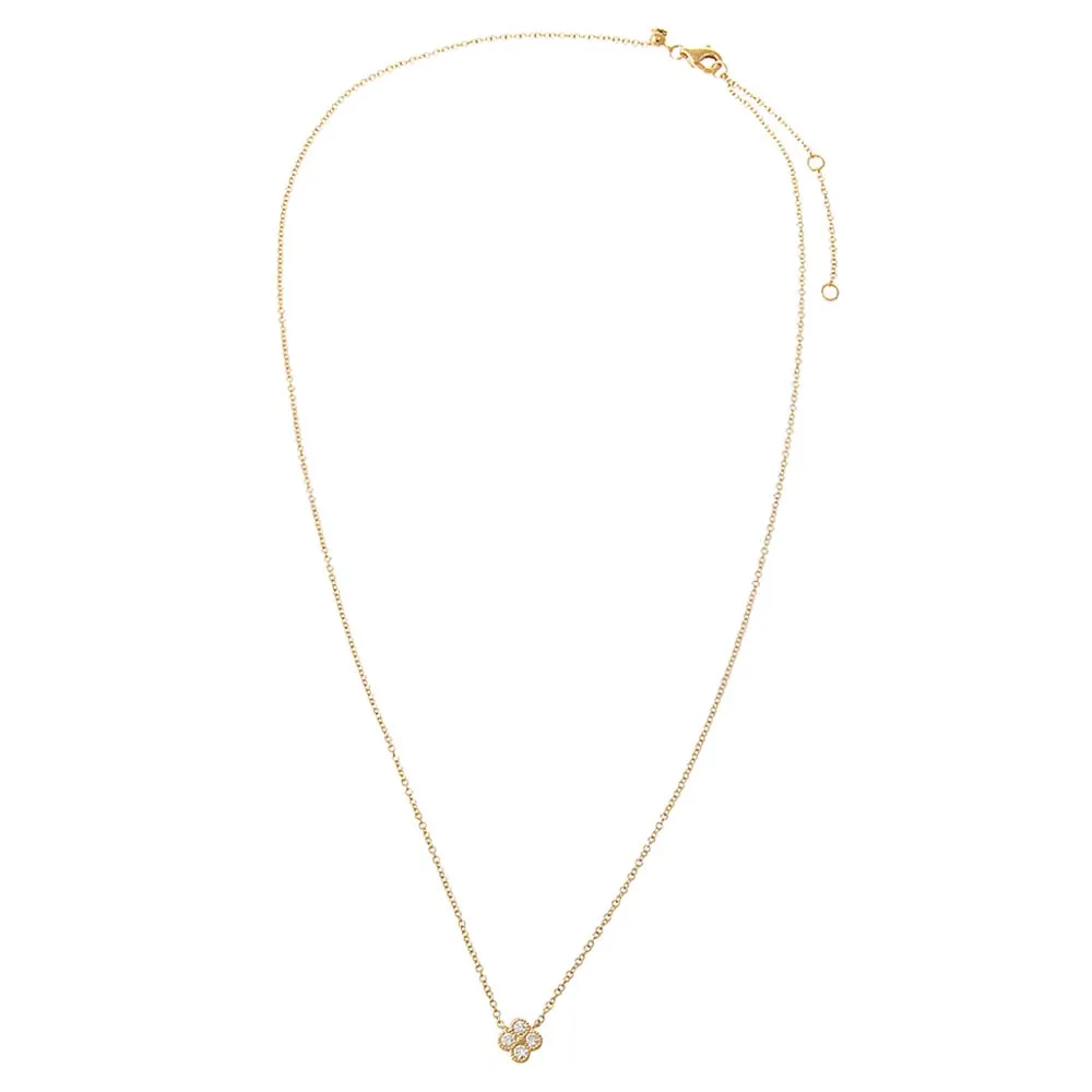 Diamond Four Leaf Clover Necklace 14K