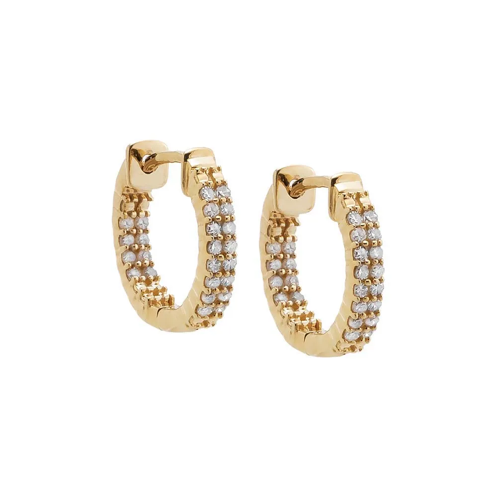 Diamond Pavé Double Row Hoop Earring 14K