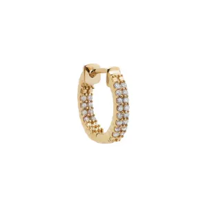 Diamond Pavé Double Row Hoop Earring 14K