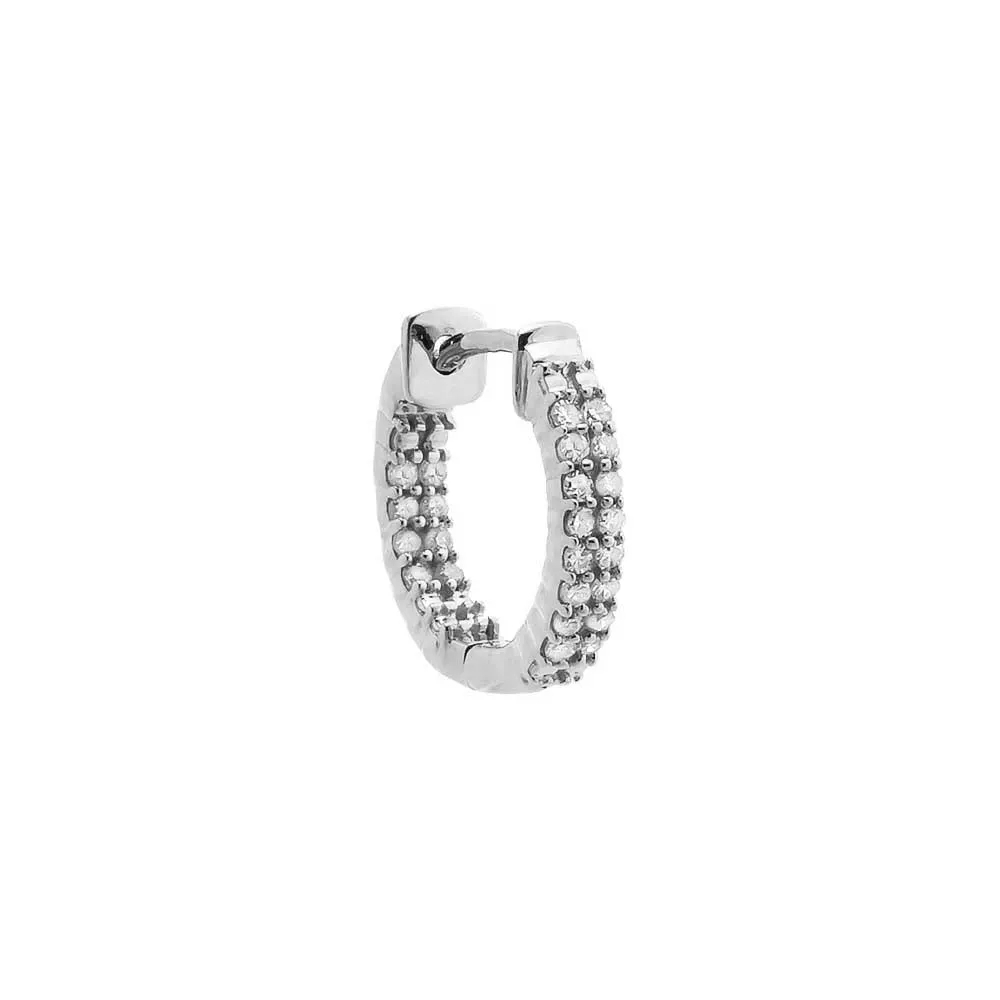Diamond Pavé Double Row Hoop Earring 14K