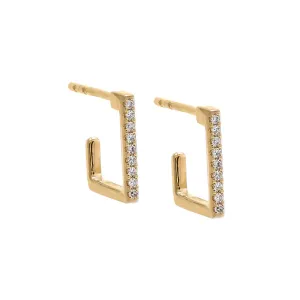 Diamond Pave Open Square Hoop Earring 14K