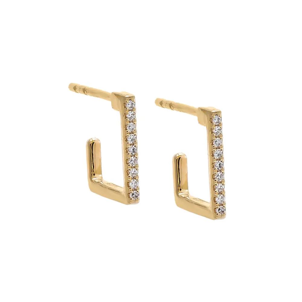 Diamond Pave Open Square Hoop Earring 14K