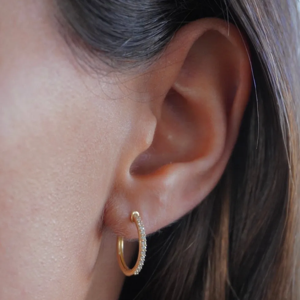 Diamond Pave Round Hoop Earring 14K