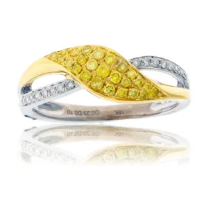 Diamond White Gold & Yellow Gold Bypass Ring
