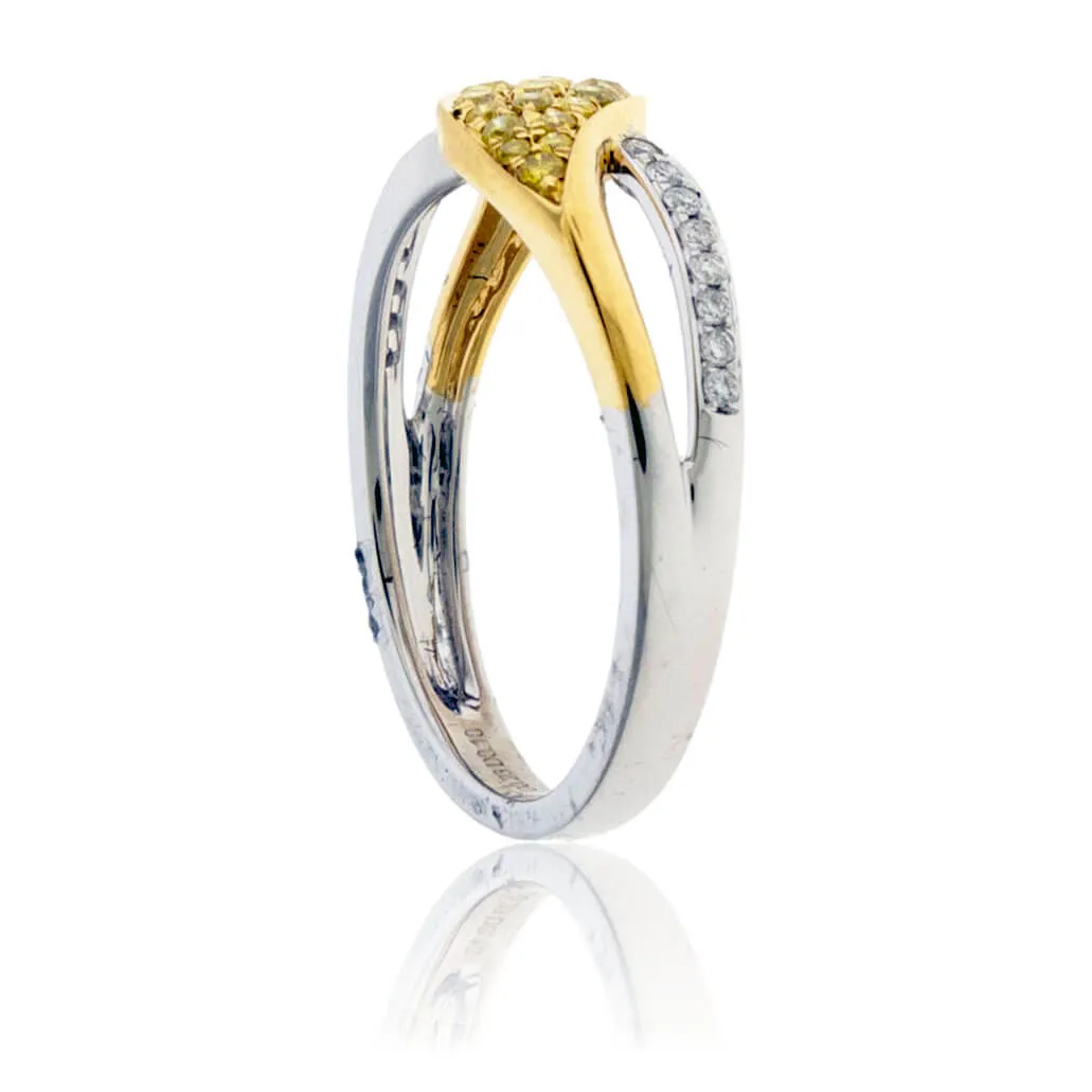 Diamond White Gold & Yellow Gold Bypass Ring