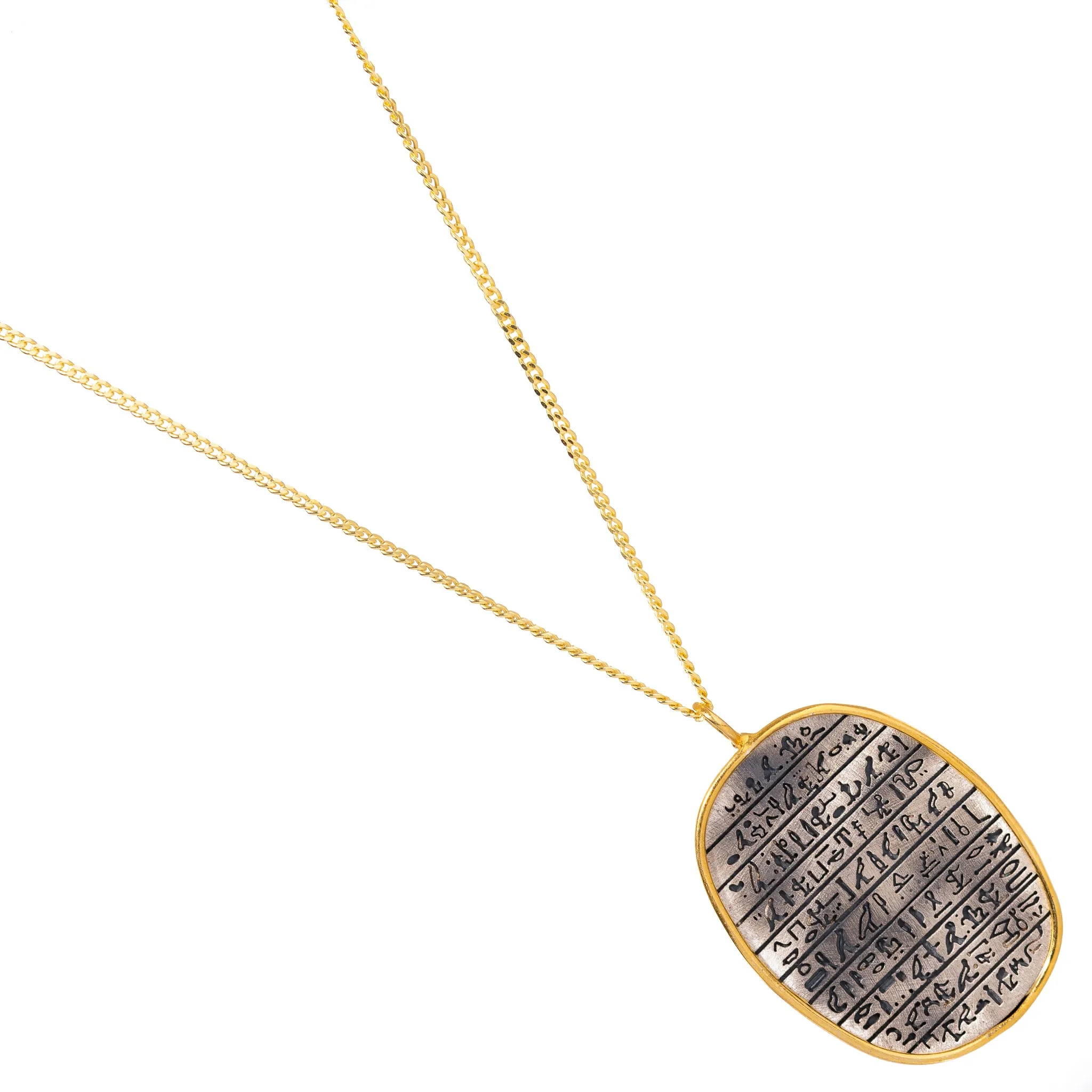Divine Power Egyptian Symbols Pendant Sterling Silver Necklace