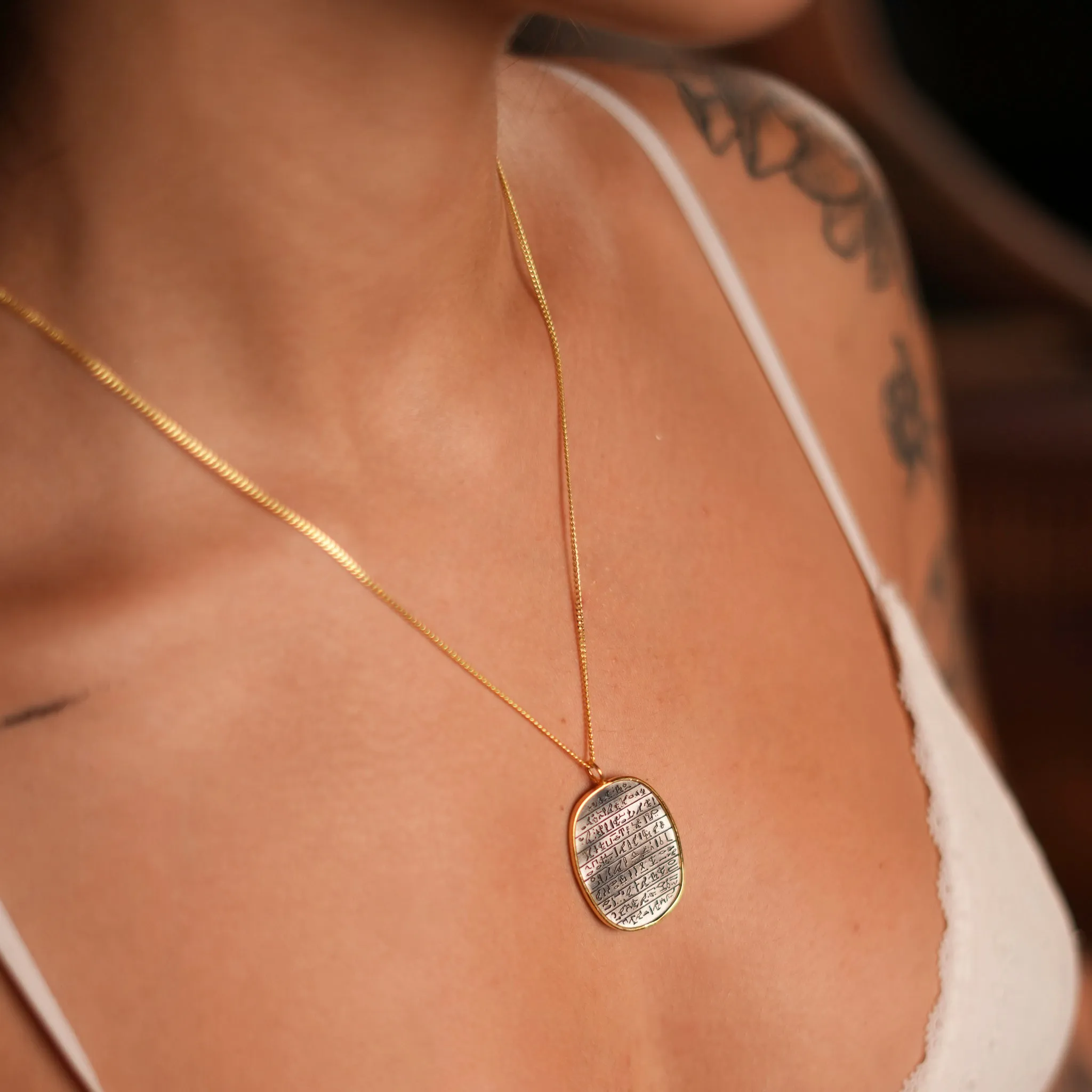 Divine Power Egyptian Symbols Pendant Sterling Silver Necklace