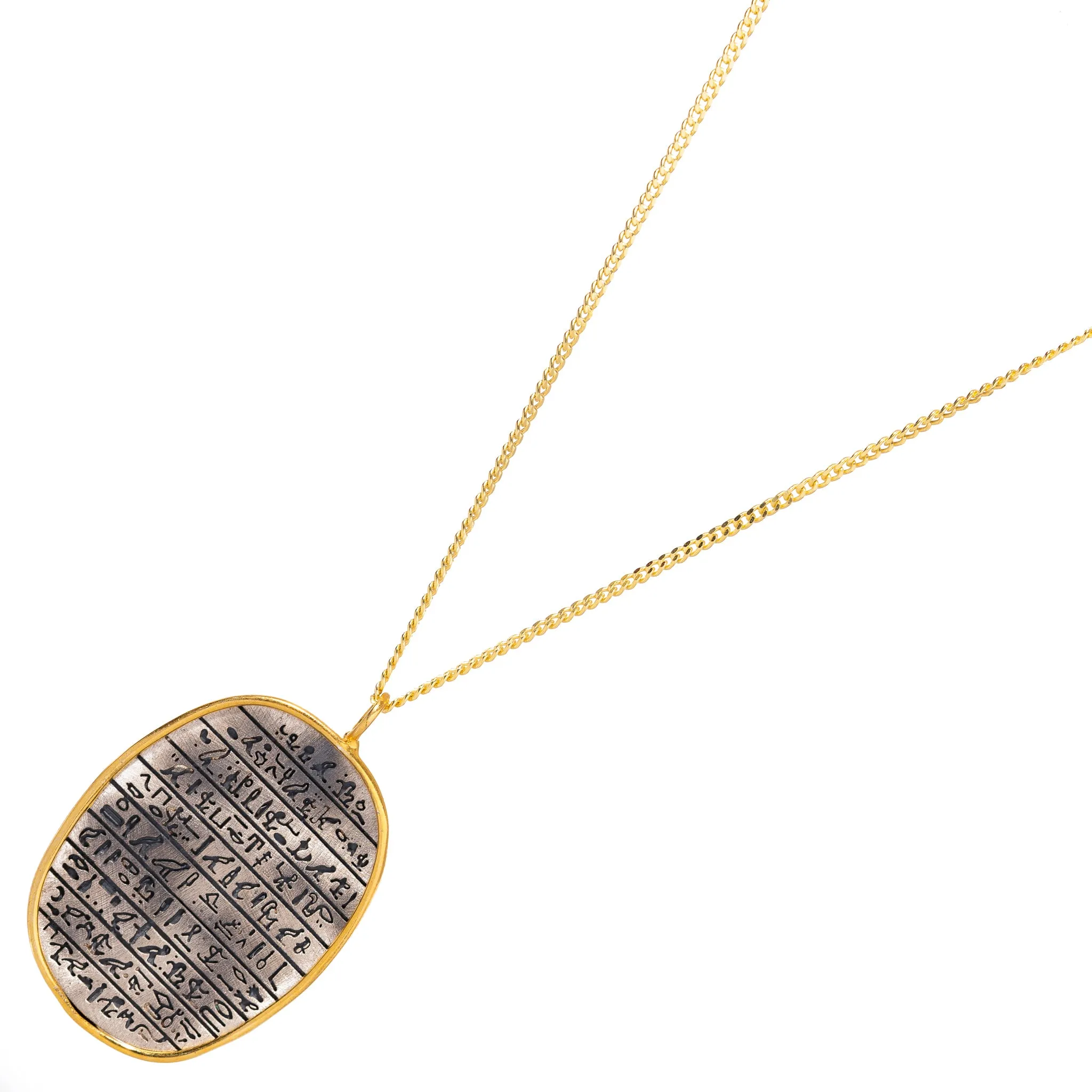 Divine Power Egyptian Symbols Pendant Sterling Silver Necklace