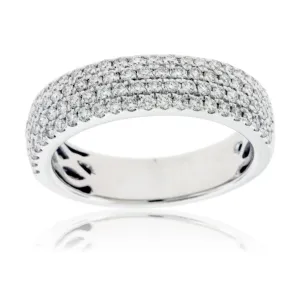 Domed Three Row Pave Diamond Band