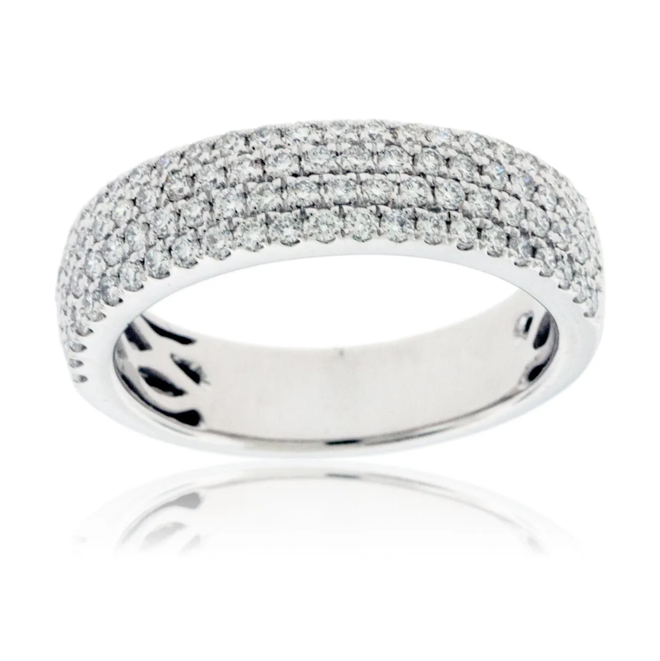 Domed Three Row Pave Diamond Band