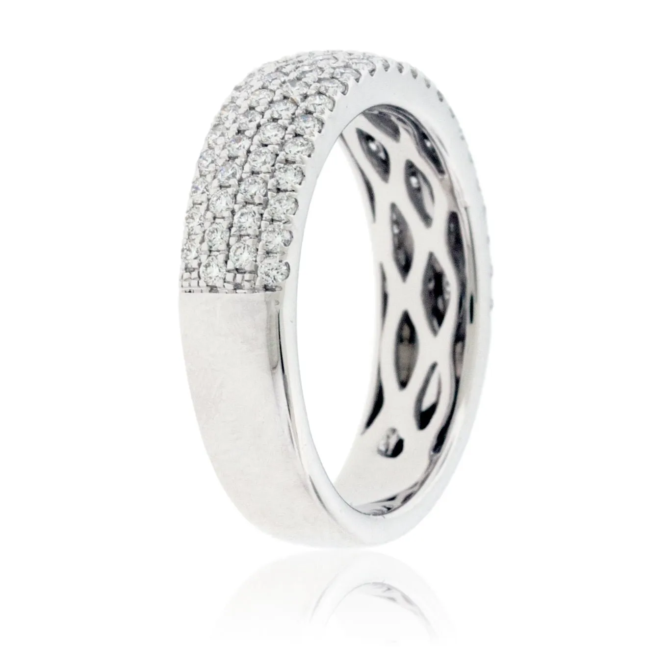 Domed Three Row Pave Diamond Band