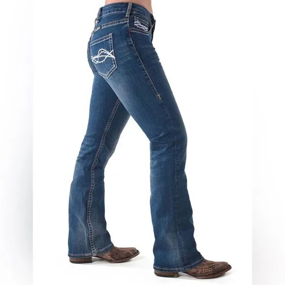 Don't Fence Me Boot Cut Western Jean Blue Denim Jeans 26 x 33