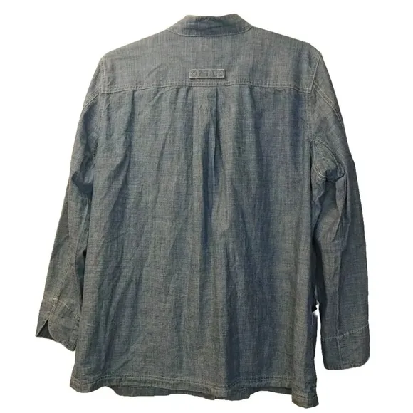Duluth Rootstock Gathering Smock Sz XL Cargo Shirt Chore Jacket Denim Blue