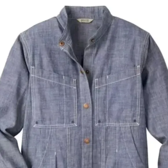 Duluth Rootstock Gathering Smock Sz XL Cargo Shirt Chore Jacket Denim Blue
