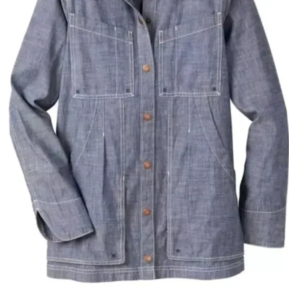 Duluth Rootstock Gathering Smock Sz XL Cargo Shirt Chore Jacket Denim Blue