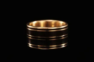 EBONY 14K YELLOW GOLD OFFSET INLAY RING