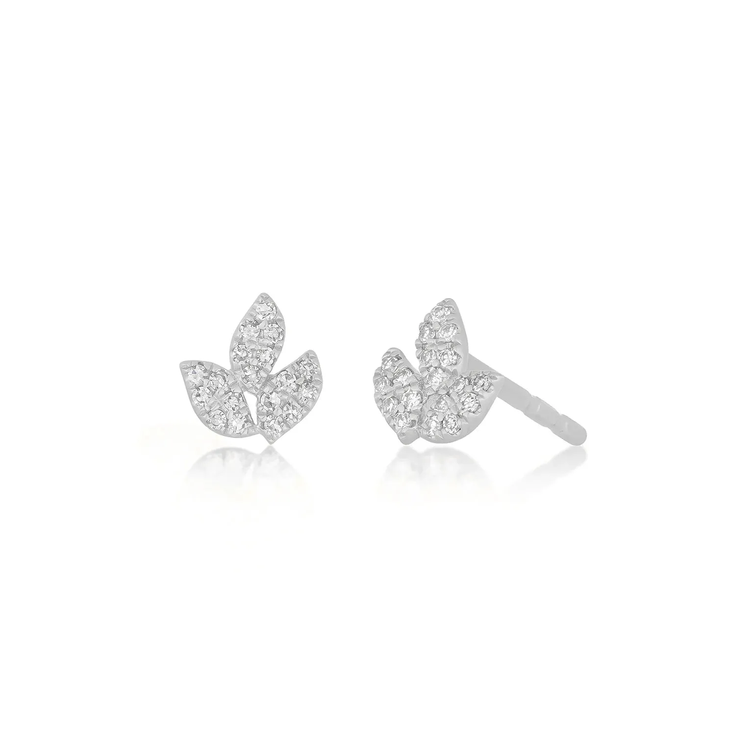 EF Collection Pavé Diamond Leaf Stud Earring