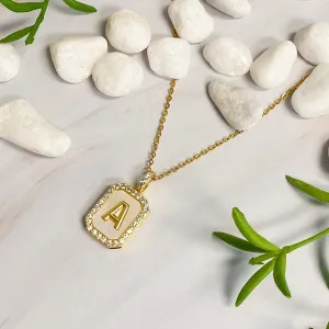 Ellison and Young Initial Deco Open Locket Pendant Necklace