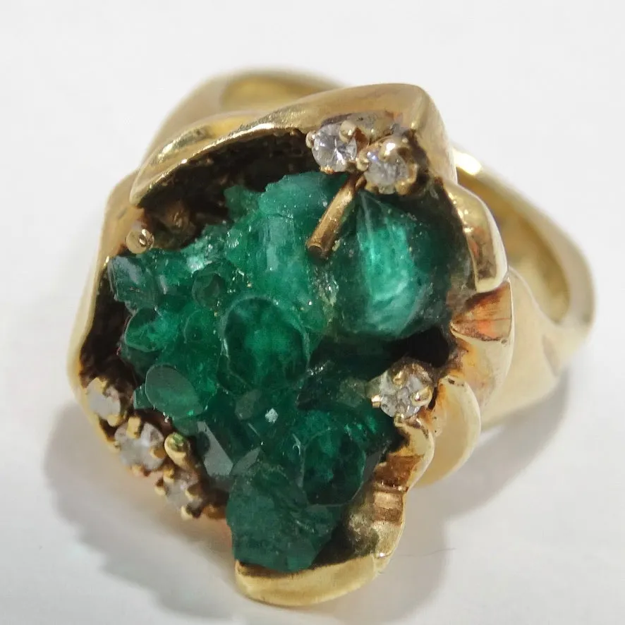 Emerald Uncut Diamond Cocktail Ring
