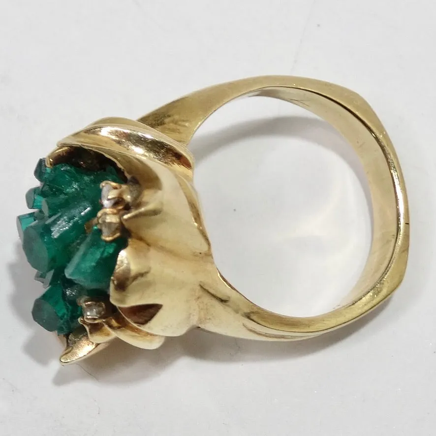 Emerald Uncut Diamond Cocktail Ring
