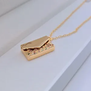 Engraved Openable Book Locket Necklace