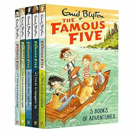 Enid Blyton Famous Five Series 1-5 Books Collection Set (Five On A Treasure Island, Five Go Adventuring Again)