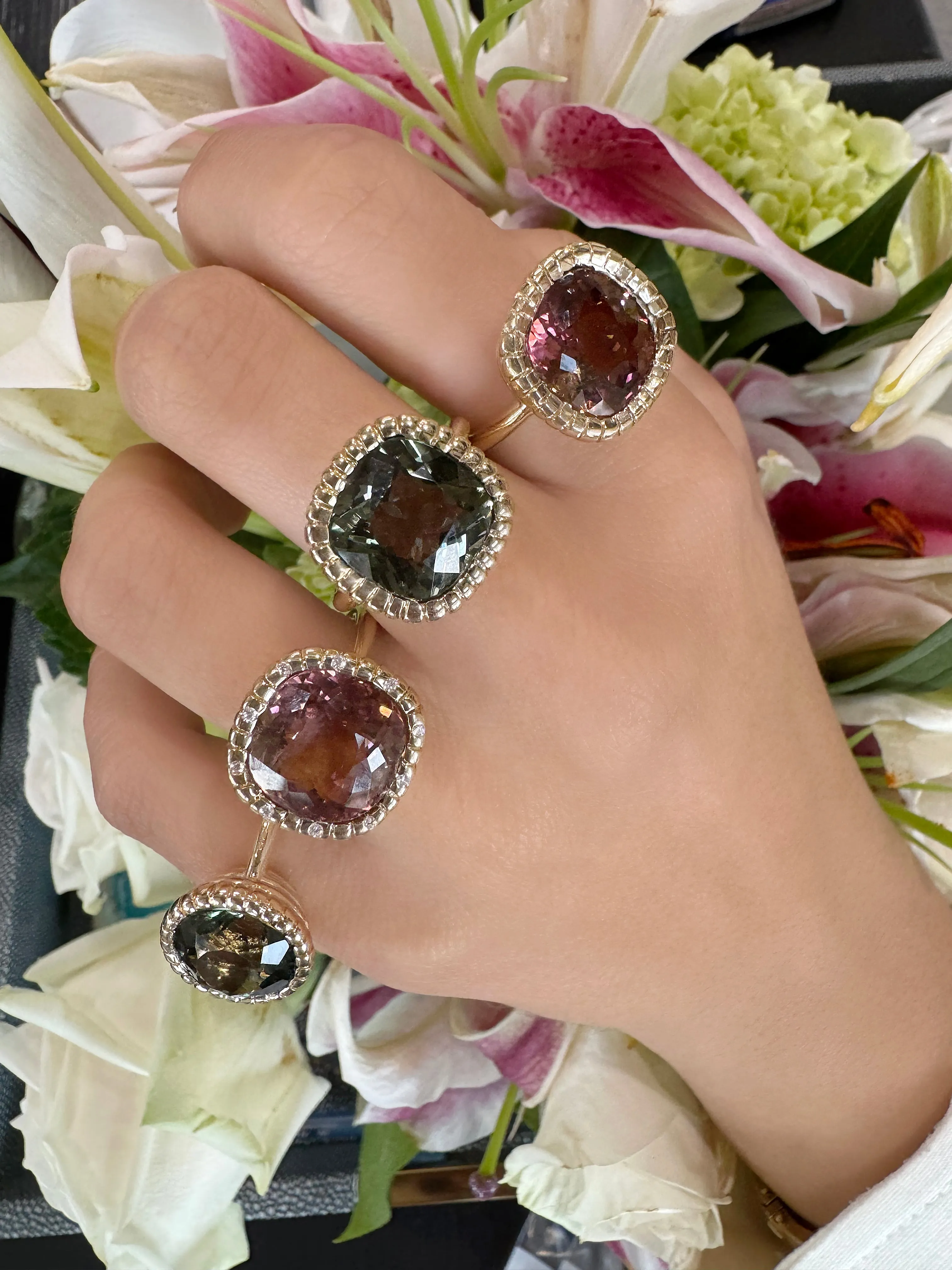 Eros Cushion Cut Green Tourmaline Ring