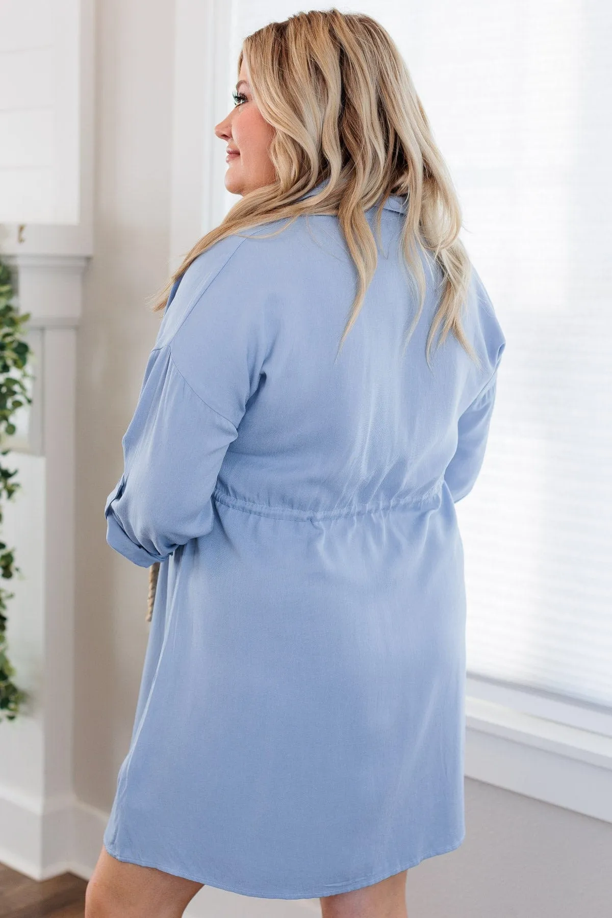 Fairytale Endings Chambray Dress- Light Denim