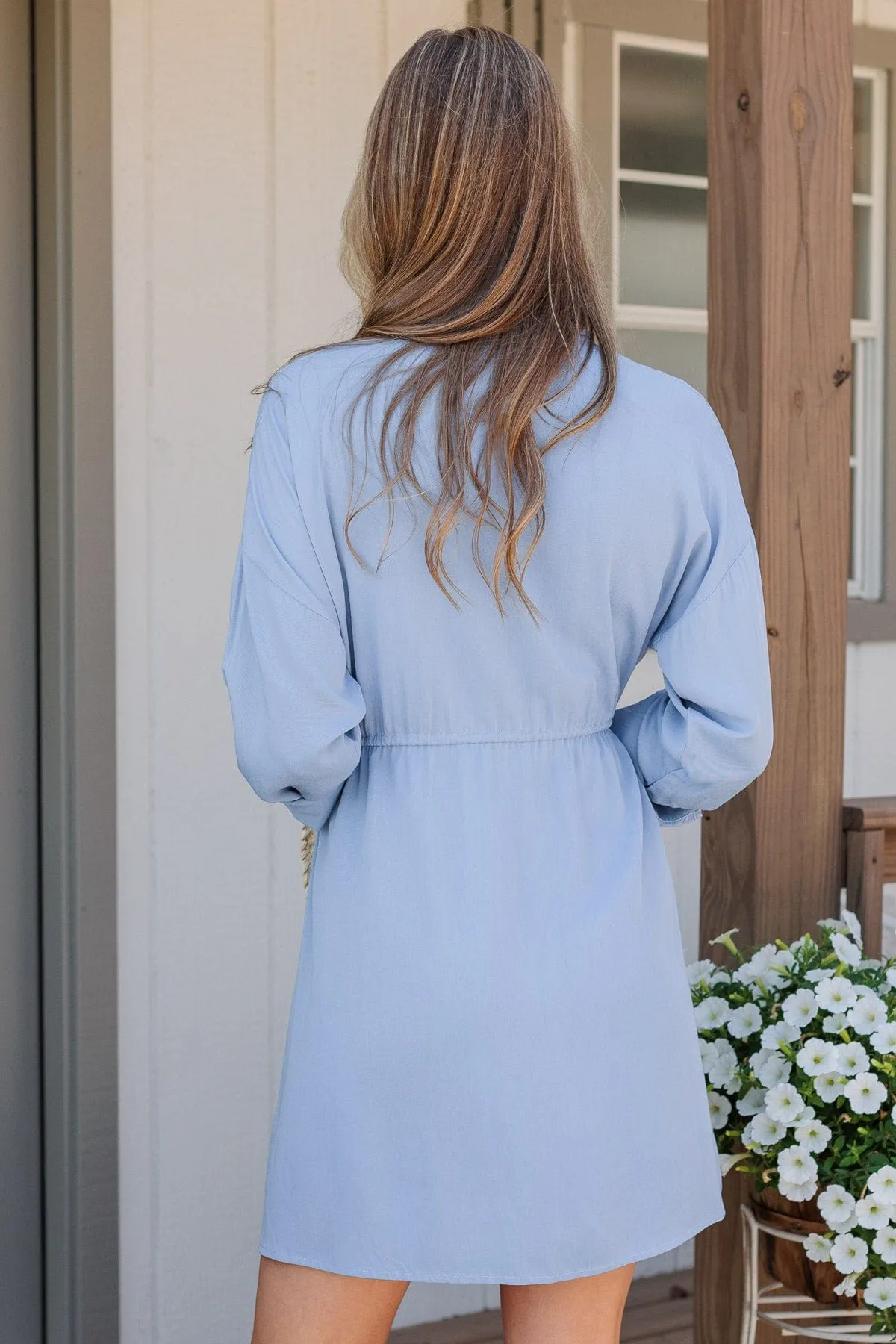 Fairytale Endings Chambray Dress- Light Denim